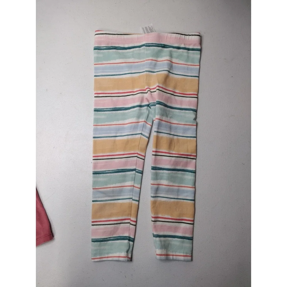 Carters Kid Girls Rose Pink Surf & Sun Graphic Tee and Striped Crop Leggings Set
